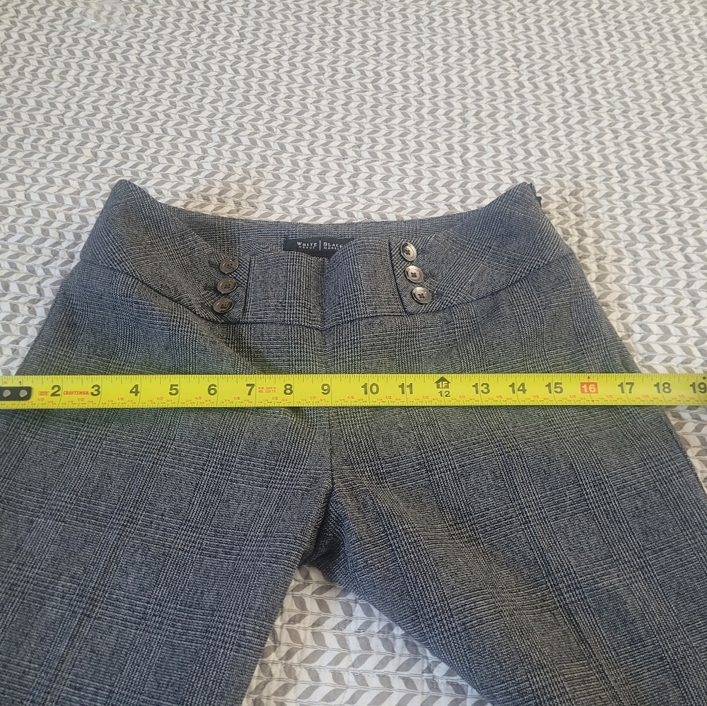 WHBM Gray/Black Plaid Wide Leg Trouser Pants- Front Sailor Buttons (size 0) - Picture 15 of 16